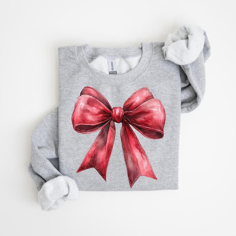 Coquette Christmas Bow Sweatshirt Christmas Coquette Sweatshirt Holiday Crewneck Womens Christmas Party Shir Soft Girl...