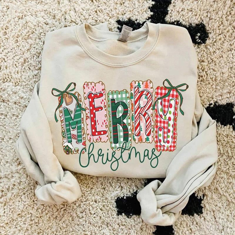 Coquette Christmas Tree Sweatshirt, Merry Christmas Shirt, Christmas Bow Shirt, Cute Christmas Gift for Women, Christmas...