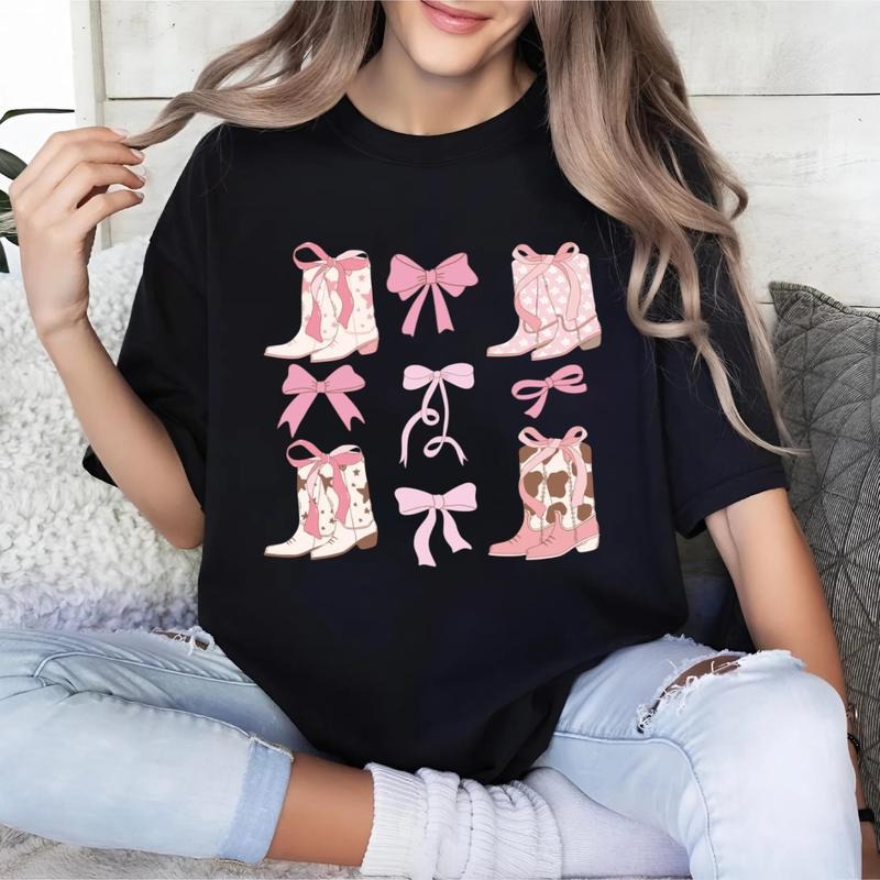 Coquette Cowgirl T-Shirt, Cowgirl Boots Tee, Western Coquette Girl Shirt, Cowboy Boots Woman TShirt Hoodie, Sweatshirt
