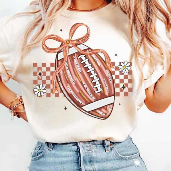 Coquette Preppy Football T-Shirt, Game Day Football Mom T-Shirt, Touchdown Season Shirt Hoodie, Sweatshirt | PodTeesHub.com