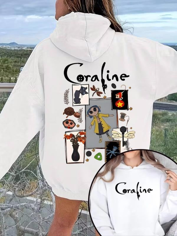 Coraline Collage Graphic Hoodie - Movie Fan Casual Cozy Top T-Shirts, Sweatshirt | PodTeesHub.com