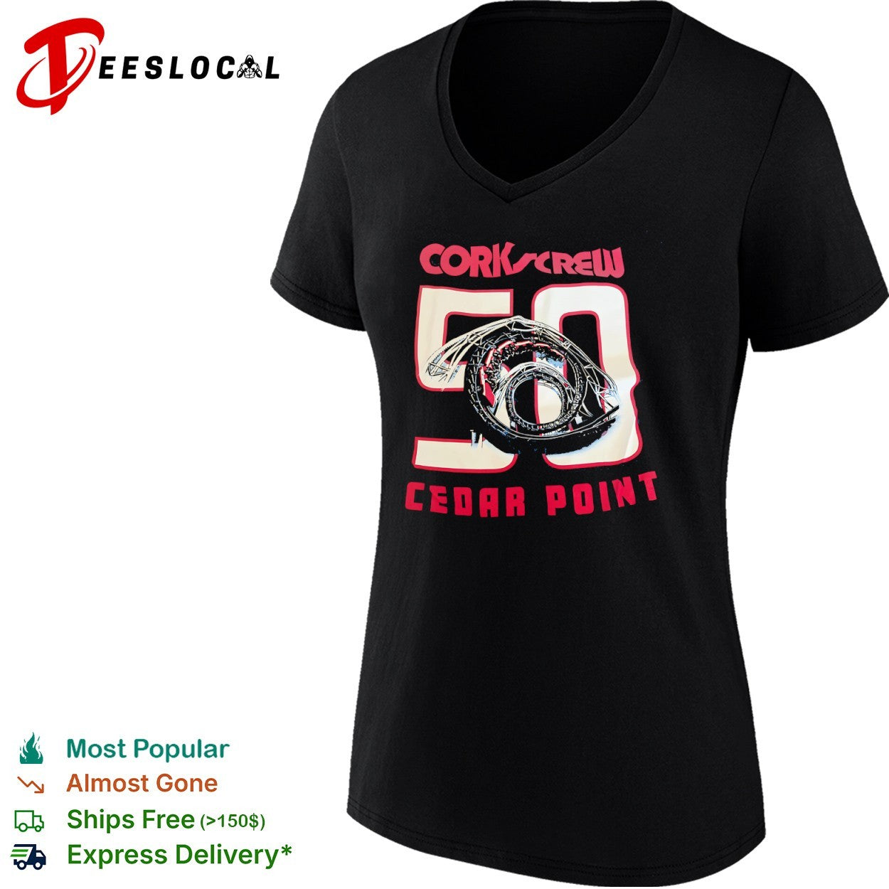 Corkscrew 50 Cedar Point Roller Coaster Amusement shirt