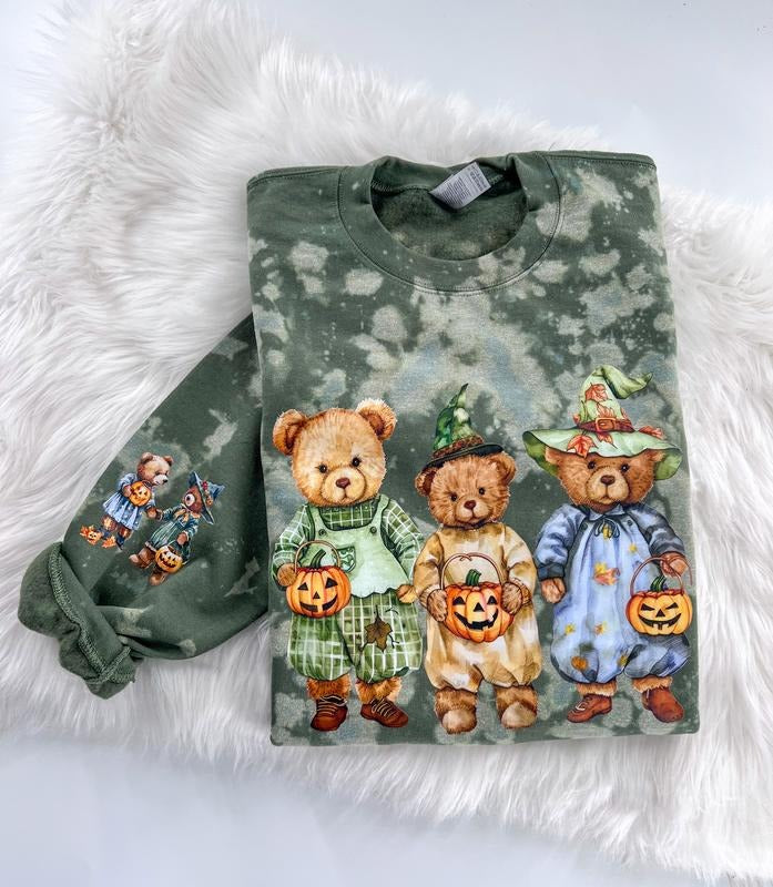 Cottage Bear Halloween Bleached Cottagecore Graphic Sweatshirt or Hoodie Unisex  Womenswear Crewneck Casual Top DTF...