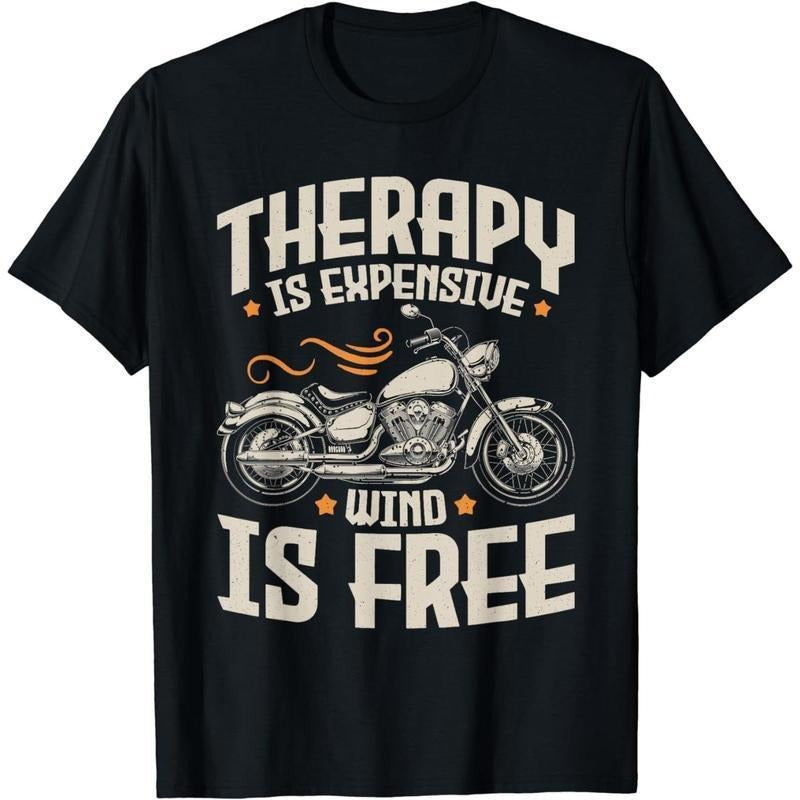 Cotton Short Sleeve Cool Motorcycle Rider Men Therapy Motorcycle Lovers Biker T-Shirt for Men Women Hoodie, Sweatshirt