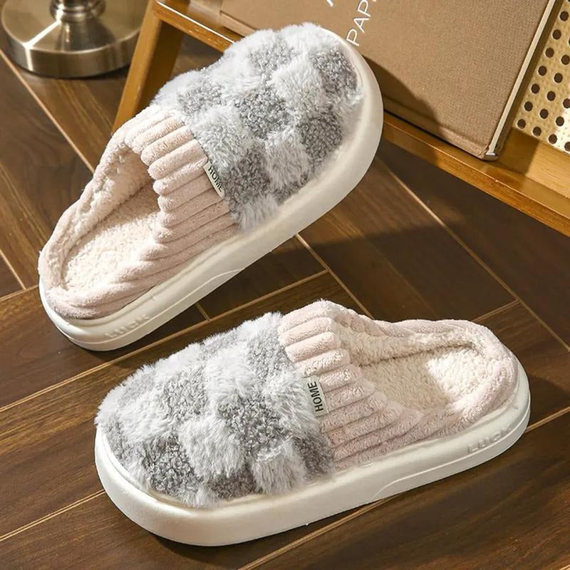 Cotton Slippers for Women Anti-Slip Cashmere for Warmth Monthly Indoor Home Footwear Cute Fluffy Mop Flipflop White Cozy...