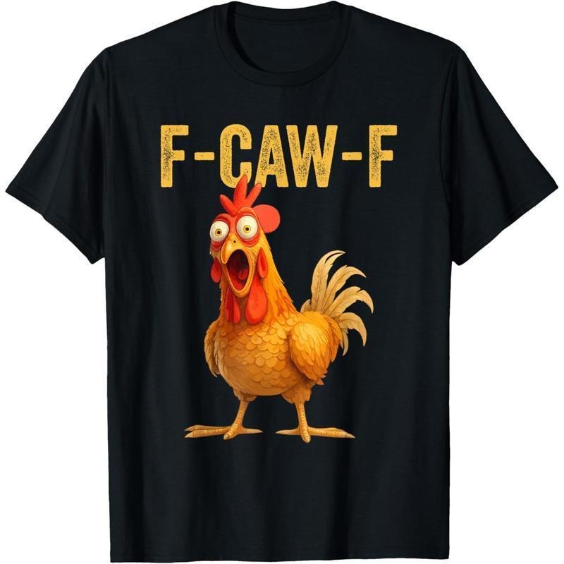 Cotton Unisex Funny Rooster  F-Caw-F Chicken TShirt, Fcawf Chicken T-Shirt Menswear Top Shirts Men Men's Crew Neck...