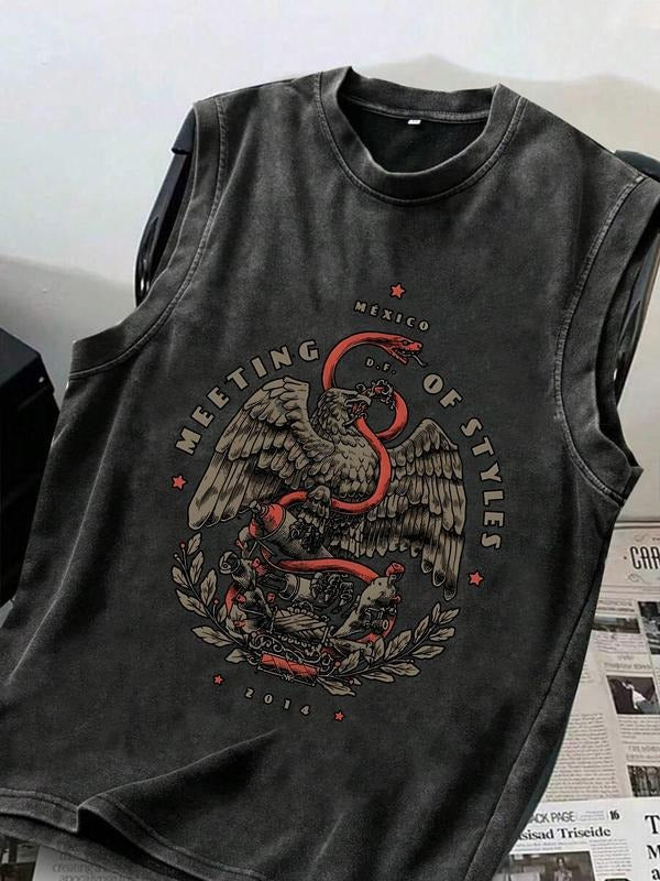 Cotton Vintage Distressed Men's Sleeveless T-Shirt, Casual Round Neck Summer Top for Ages 13 to 44, Comfortable Fashion...