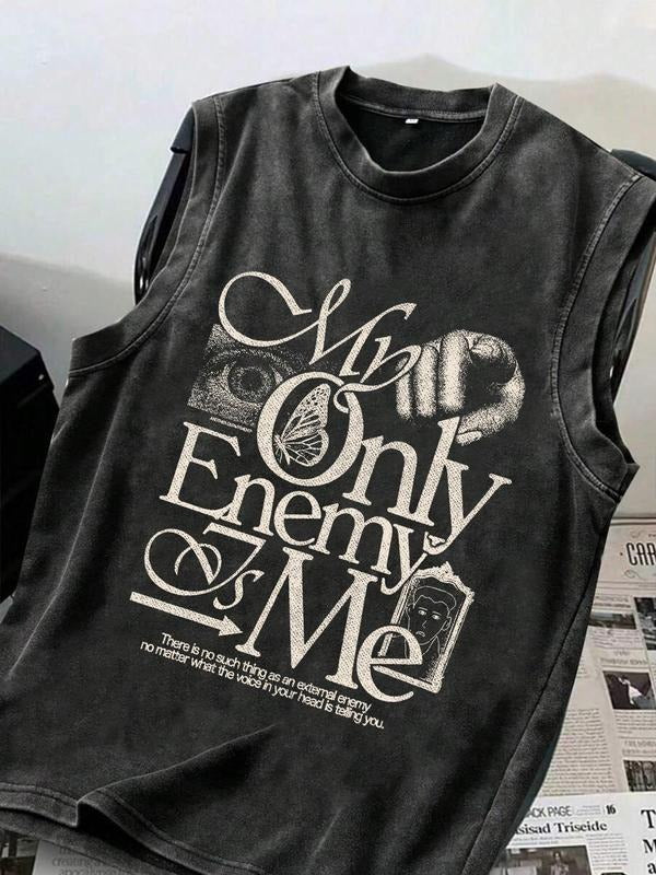 Cotton Vintage Distressed Men's Sleeveless T-Shirt, Casual Round Neck Summer Top for Ages 13 to 44, Stylish and...