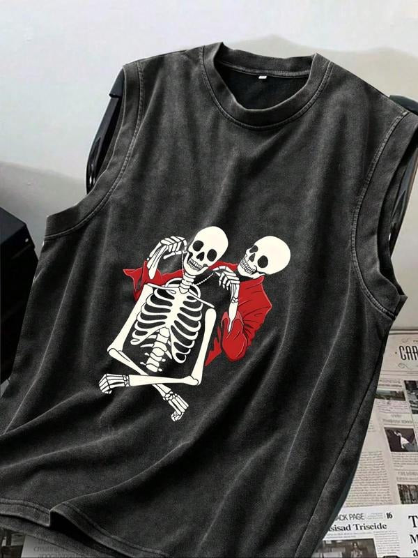 Cotton Vintage Distressed Men's Sleeveless T-Shirt, Round Neck Stylish Summer Wear, Trendy Casual Tops for Men, Halloween...