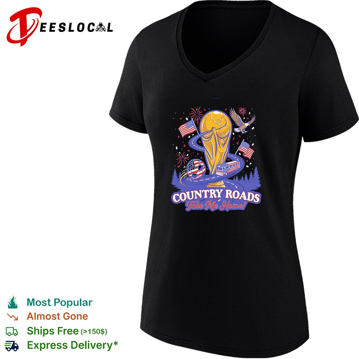 Country Roads Take Me Home USA soccer world cup bus shirt