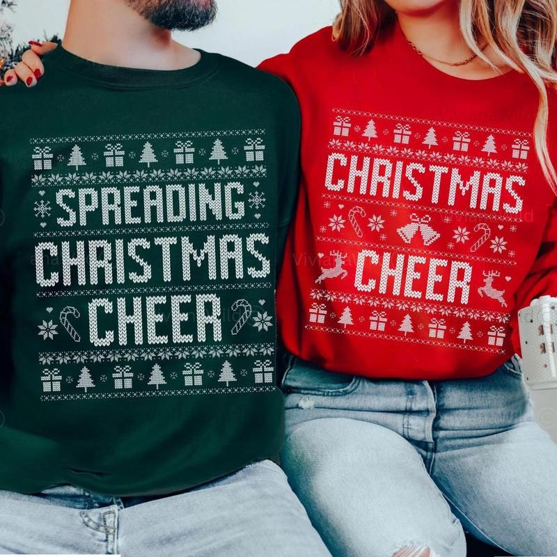 Couples Ugly Christmas Sweatshirt, Matching Holiday Shirt, Festive Couples Outfit, Winter Couples Gift Idea, Cute...