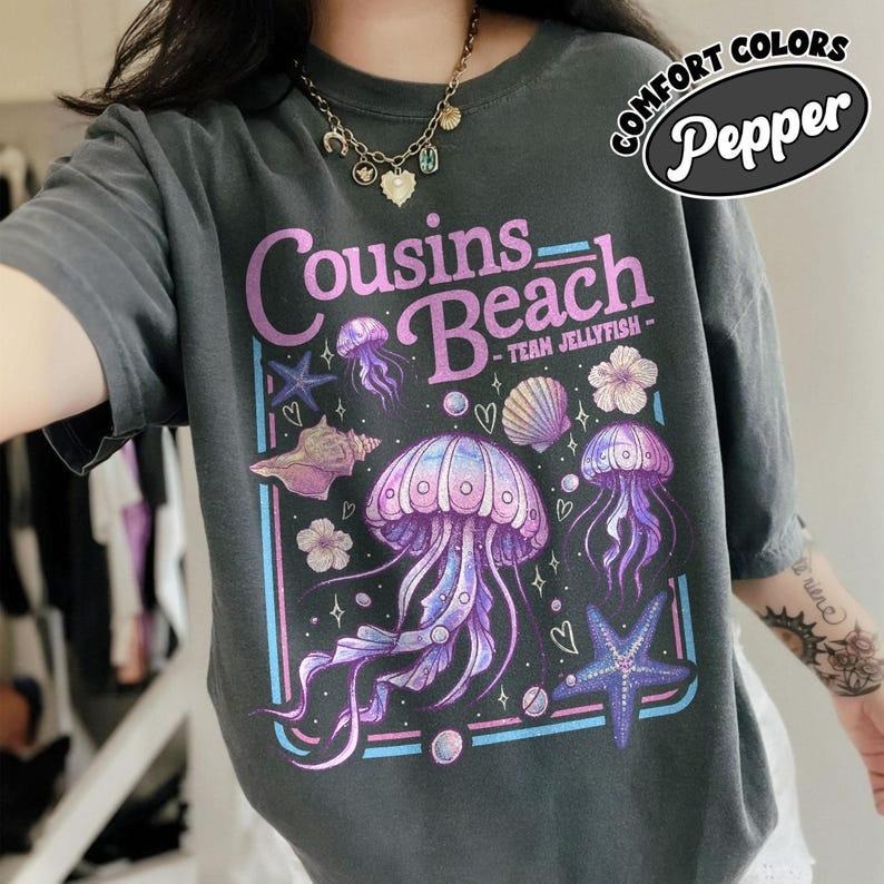 Cousins Beach Jeremiah Shirt Comfort Colors, Team Jellyfish T Shirt, TSITP Cousins Beach Team Conrad Tee, Gift For Book...