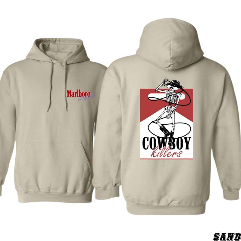 Cowboy Killers Hoodie - Bold and Edgy Western Skeleton Design with Marlboro-Inspired Graphics, Perfect for Fans of...
