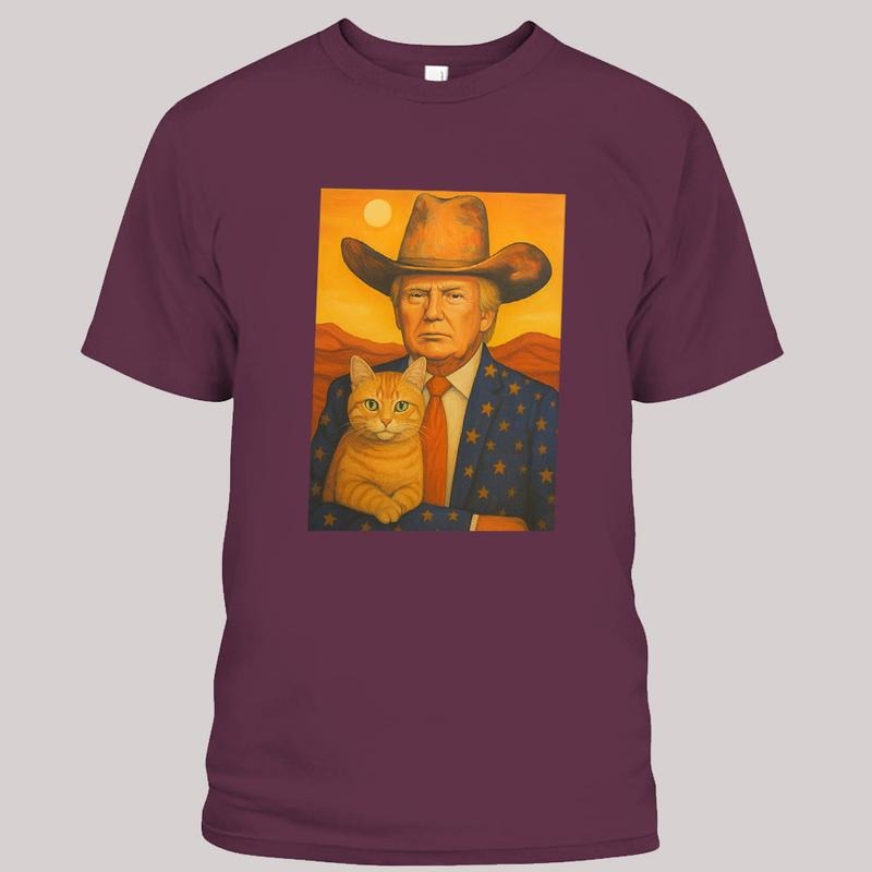 Cowboy Trump With a Cat T-shirt - Funny Trump Shirt - Donald Trump Shirts