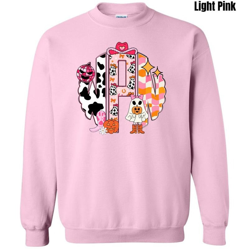 Cowgirl Halloween Monogram Sweatshirt 'NLB' T-Shirts, Hoodie | PodTeesHub.com