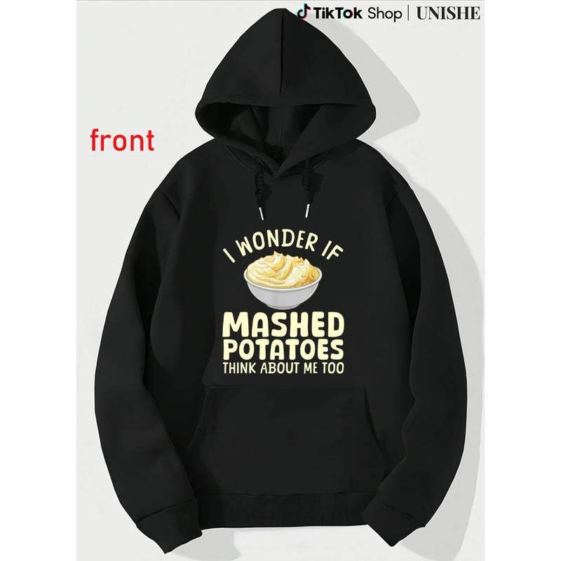 Cozy Long Sleeve Thanksgiving Hoodie Featuring 100% Mashed Potato Art Artwork T-Shirts, Sweatshirt | PodTeesHub.com