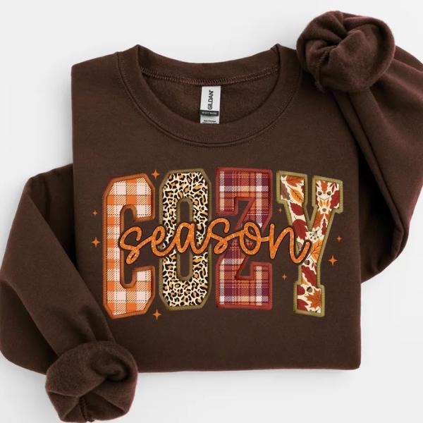 Cozy Season Sweatshirt, Retro Fall Pullover Sweater Weather Shirt, Get Cozy Graphic Shirt Hoodie | PodTeesHub.com