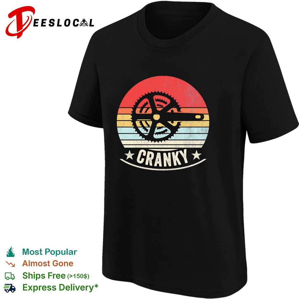 Cranky bike crank retro sunset shirt
