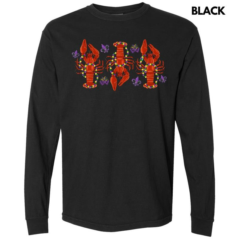 Crawfish Mardi Gras Long Sleeve Comfort Colors T-Shirt Hoodie, Sweatshirt | PodTeesHub.com