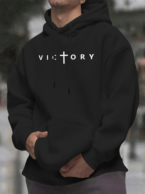Cream Hoodie Victory Cross Print, Casual Streetwear for Men & Women, Fitted Design, Spring & Fall Fashion, Pop Art Style...