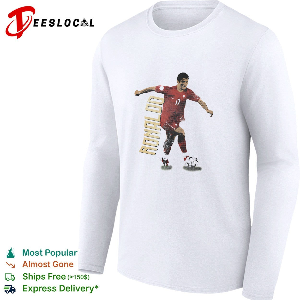 Cristiano Ronaldo number 17 dribbling soccer ball shirt