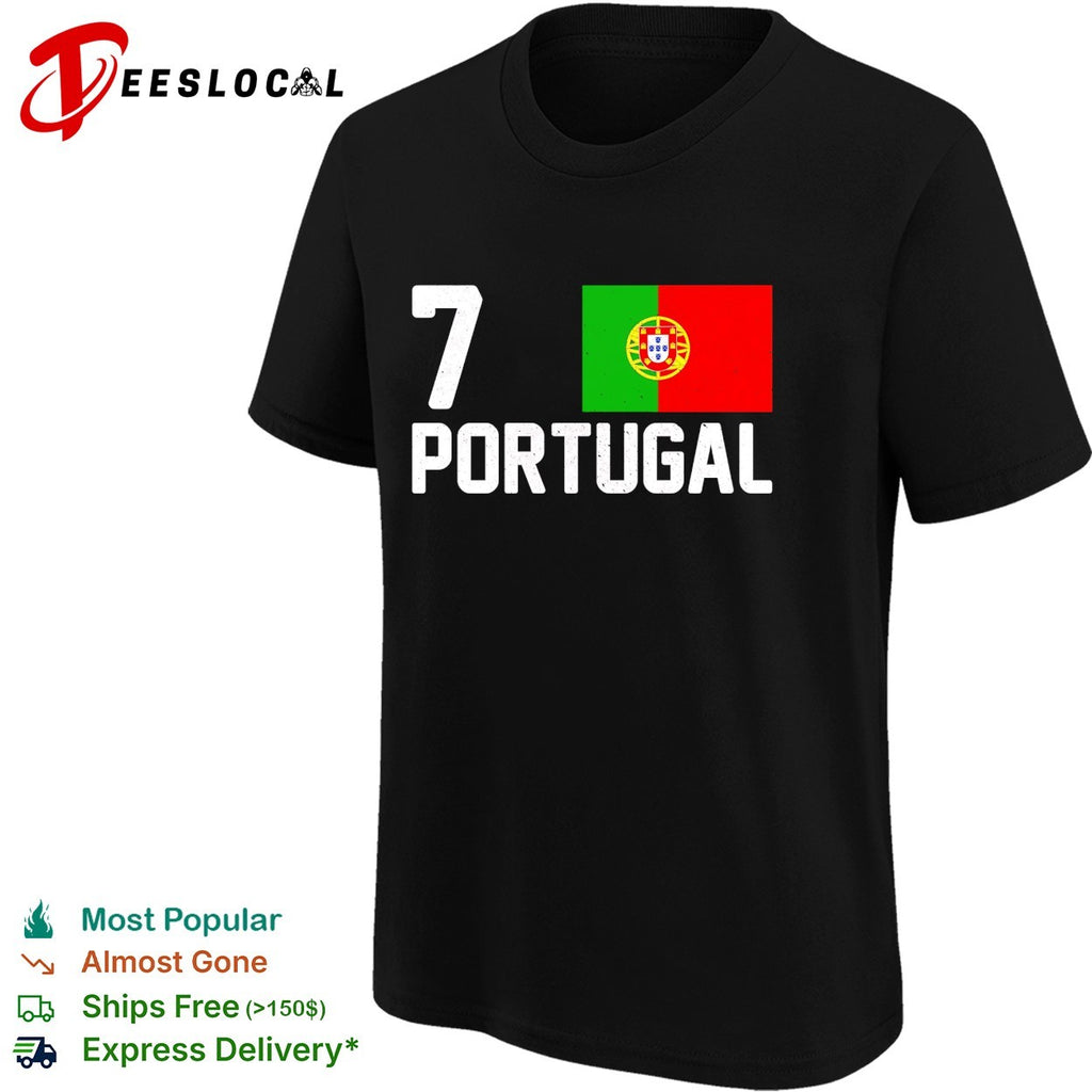 Cristiano Ronaldo number 7 Portugal flag shirt
