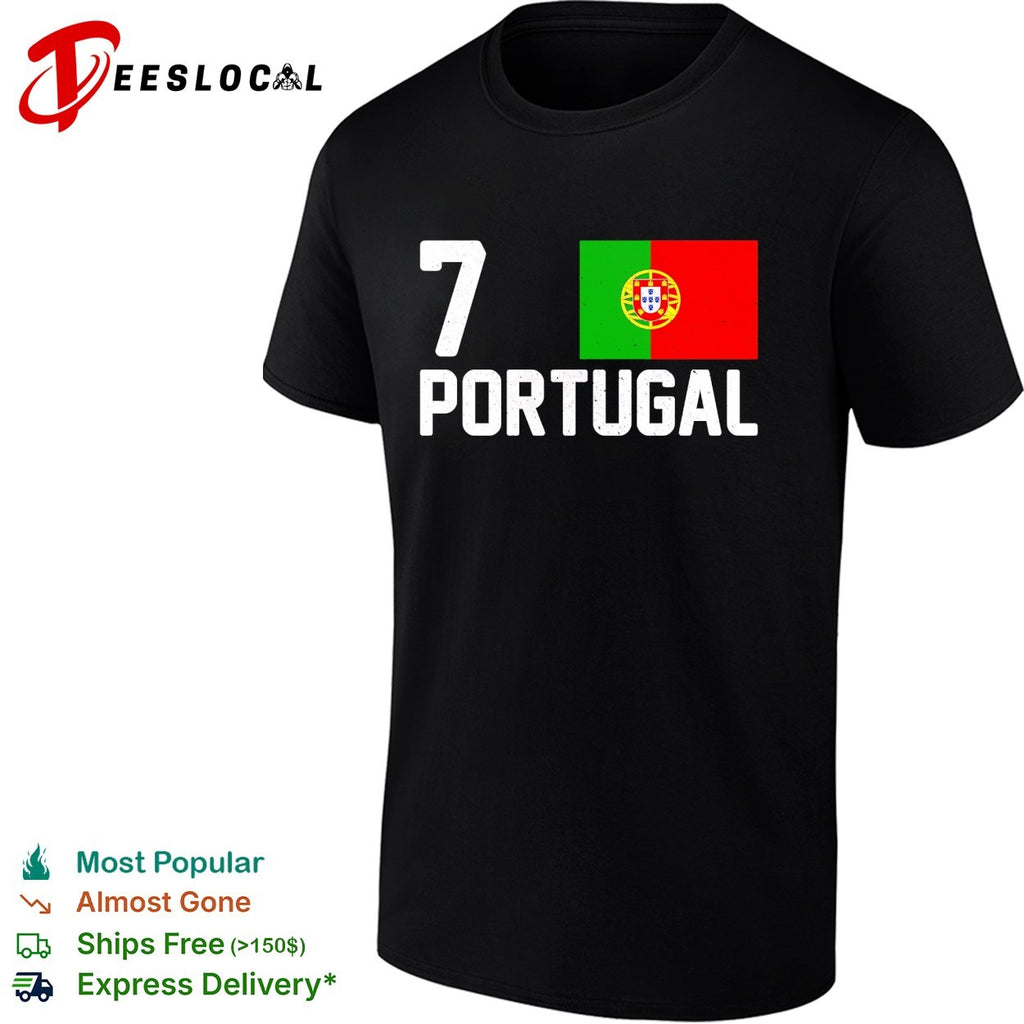Cristiano Ronaldo number 7 Portugal flag shirt