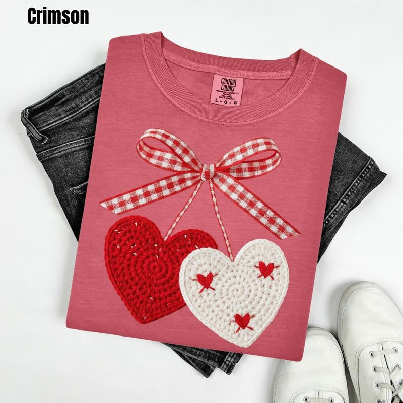 Crochet Cherry Hearts Comfort Colors T-Shirt 'CMNLB' Hoodie, Sweatshirt | PodTeesHub.com