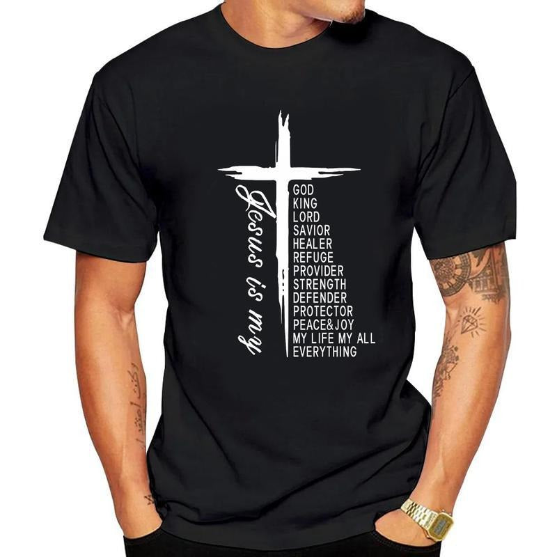Cross Christian Christ Jesus Is My God King Lord And Savior T-Shirt, Jesus Shirt, For Men, For Women,  Menswear Cotton...