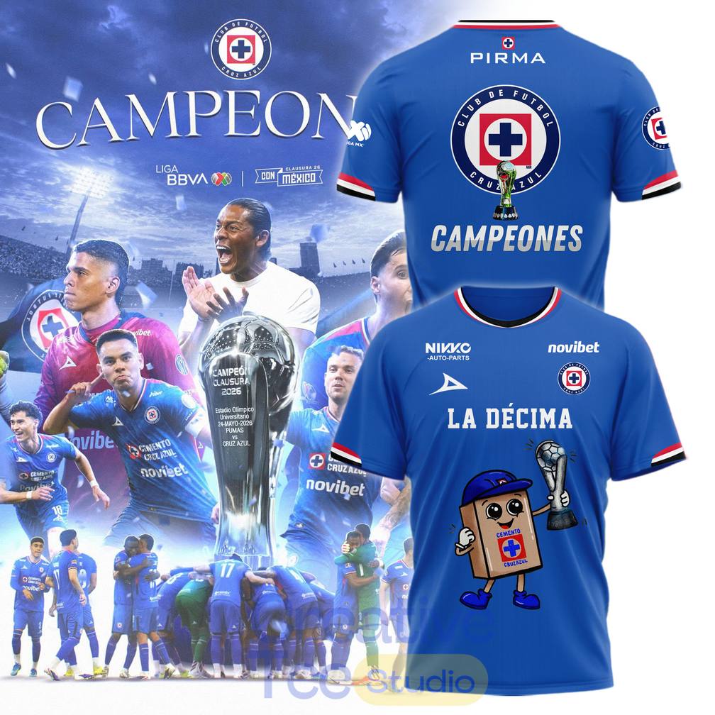 Cruz Azul La Décima Liga MX 2026 T-Shirt