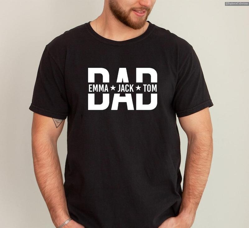 Custom DAD Shirt With Kids Names, Personalized Daddy T-Shirt, Father's Day, New Dad, Birthday Gift Tee , Global Trending...