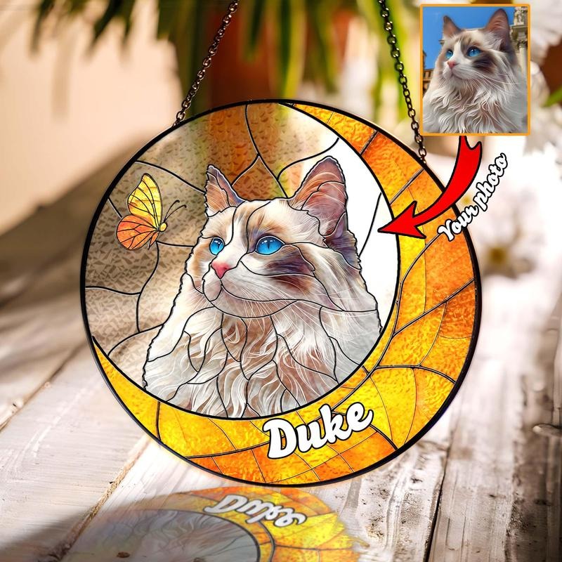Custom Pet Portrait Stained Glass Suncatcher, Stained Glass Dog Memorial, Custom Dog Portrait