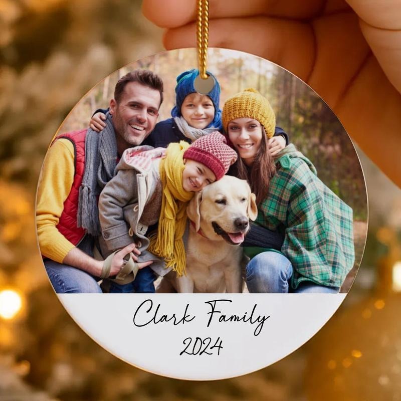 Custom Photo Christmas Ornament: Family Keepsake, UV Printed T-Shirts, Hoodie, Sweatshirt | PodTeesHub.com