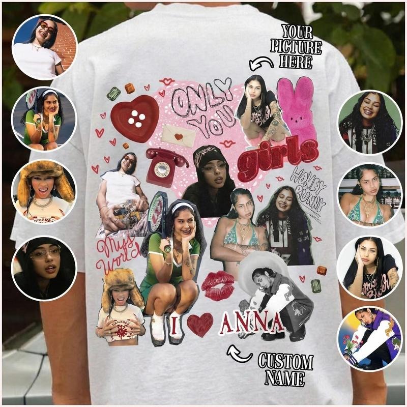 Custom Photo Collage Valentine's Day Shirt - Personalized Name Vintage Bootleg Tee - I Love My Girlfriend Shirt for Wife,...