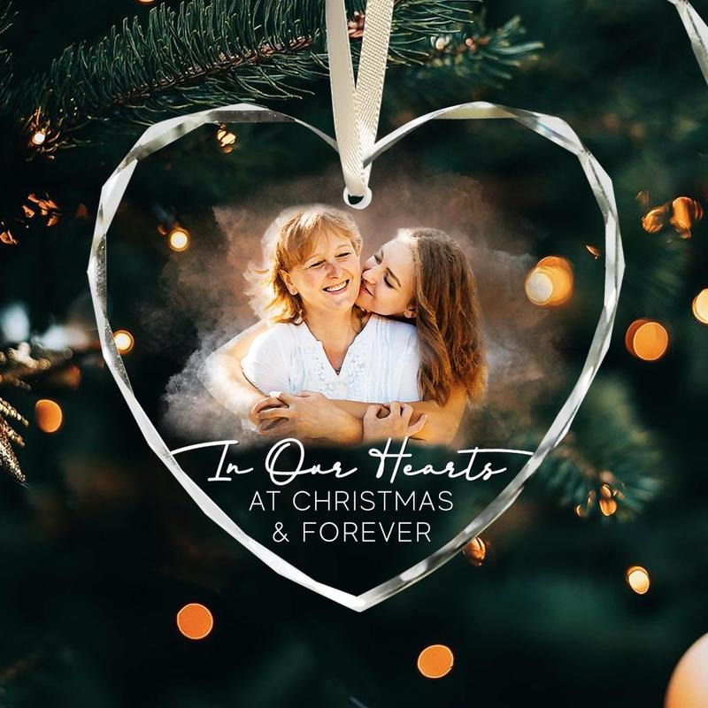 Custom Photo Memorial Glass Ornament, Dad Mom Memorial Christmas Ornament, In Loving Memory Ornament, Loss Of Loved One...