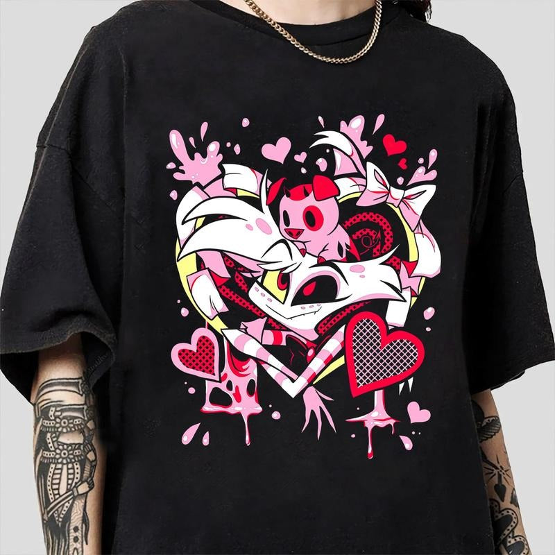 Cute Angel Dust and Nuggets T-Shirt, Hazbin Hotel Characters T-Shirt, Hazbin Hotel Cartoon , Birthday Gift for fan,...