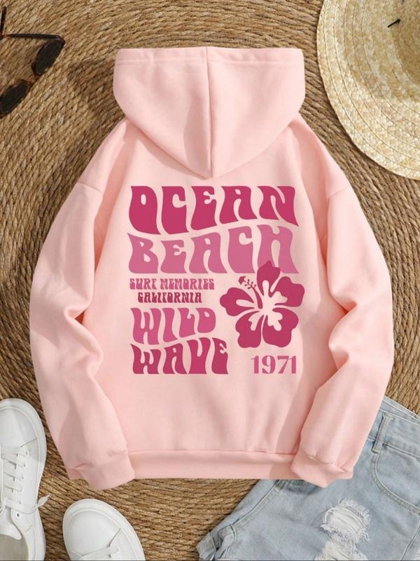 Cute Bellflower & Letter Print Hoodie, Fashionable Women's Clothing, Comfortable and Stylish, Easy to Pair, Must-Have...