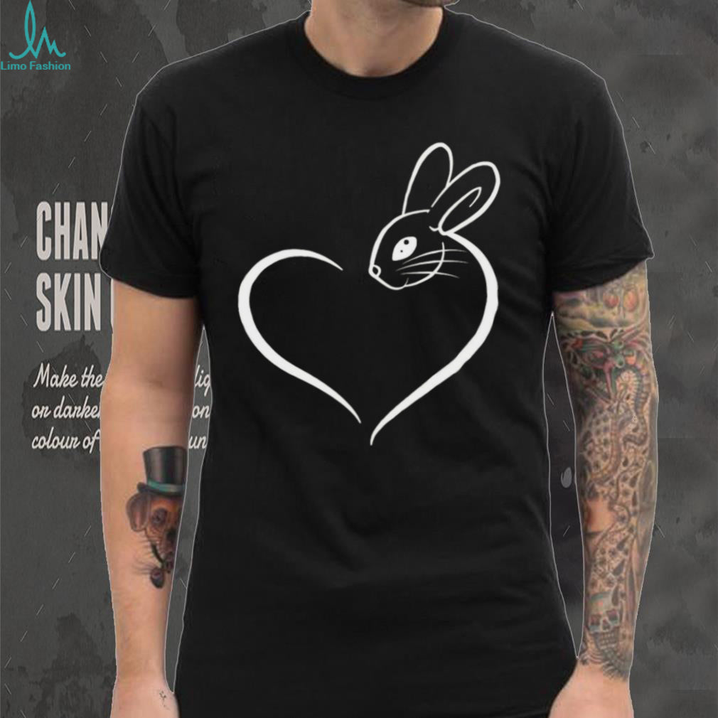 Cute Bunny Rabbit Heart Outline Minimalist Animal Shirt