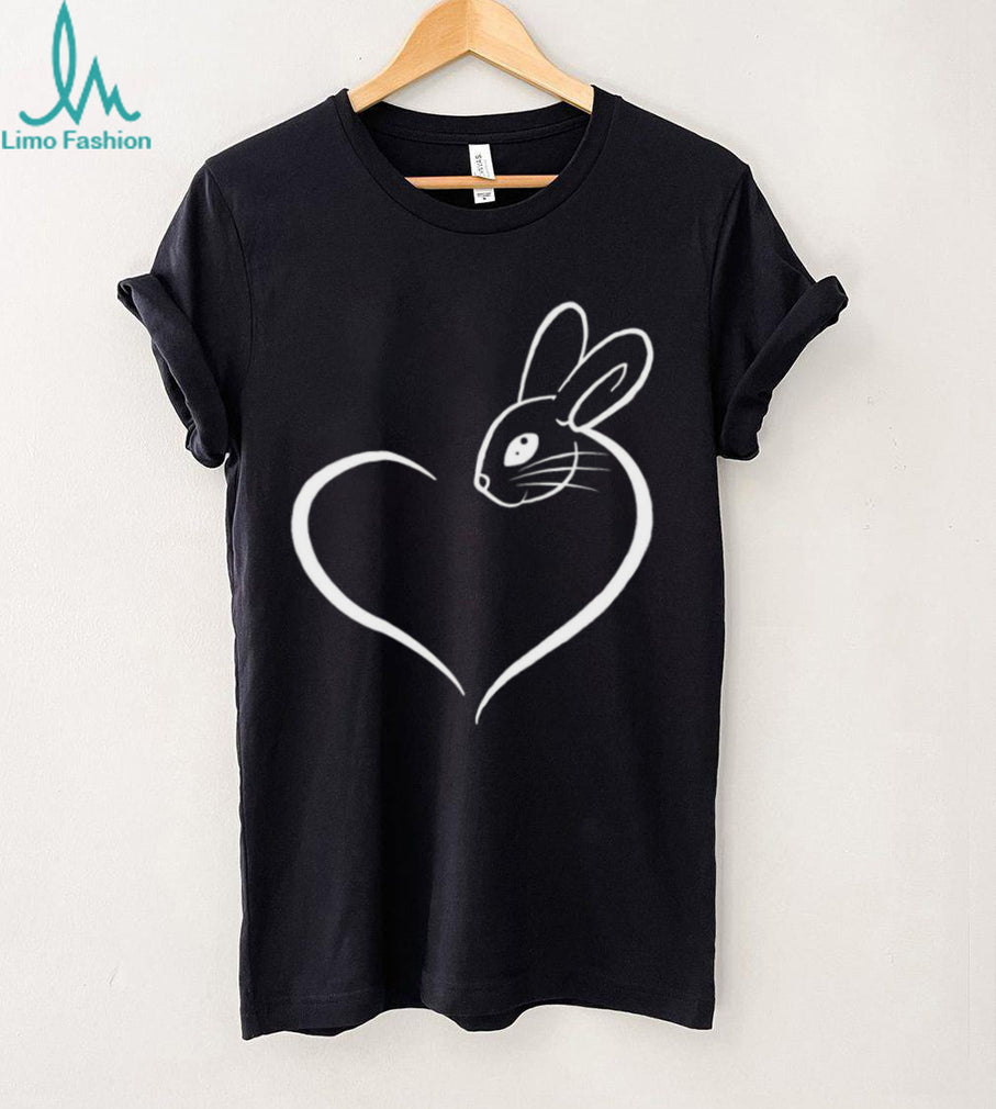 Cute Bunny Rabbit Heart Outline Minimalist Animal Shirt