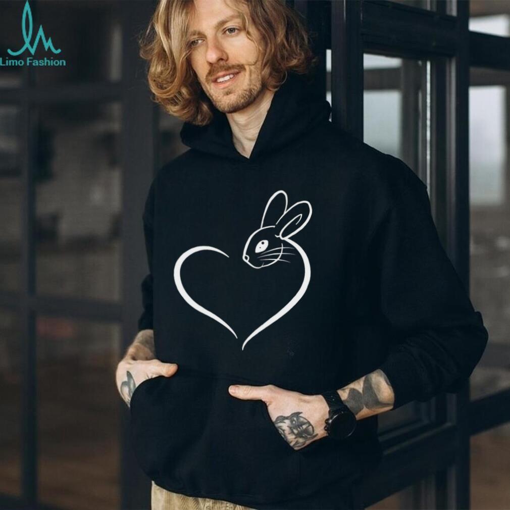 Cute Bunny Rabbit Heart Outline Minimalist Animal Shirt