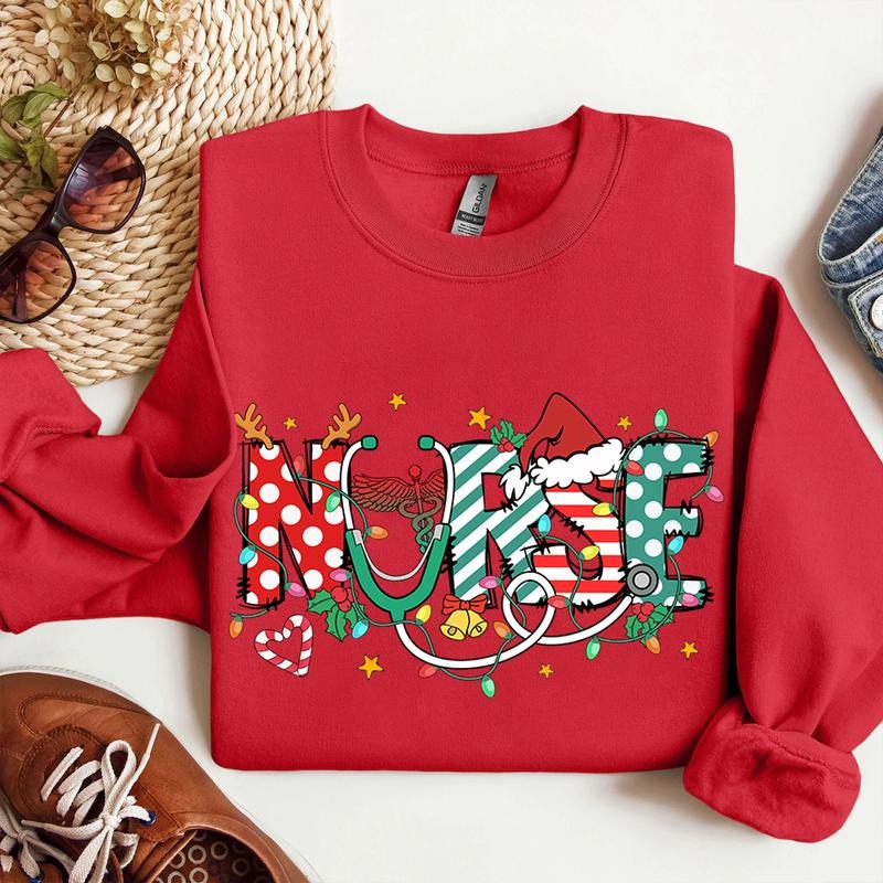 Cute Christmas Nurse Shirt, Nurse Xmas Sweatshirt, Christmas Gift for Nurse, Christmas RN CNA LPN Shirt Hoodie