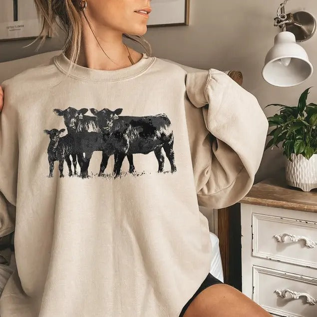 Cute Cow Shirt Gift For Farmers, Animal Lover Gift, Western Country T-Shirt, Cow Lover Sweatshirt, ,Farm Animal...