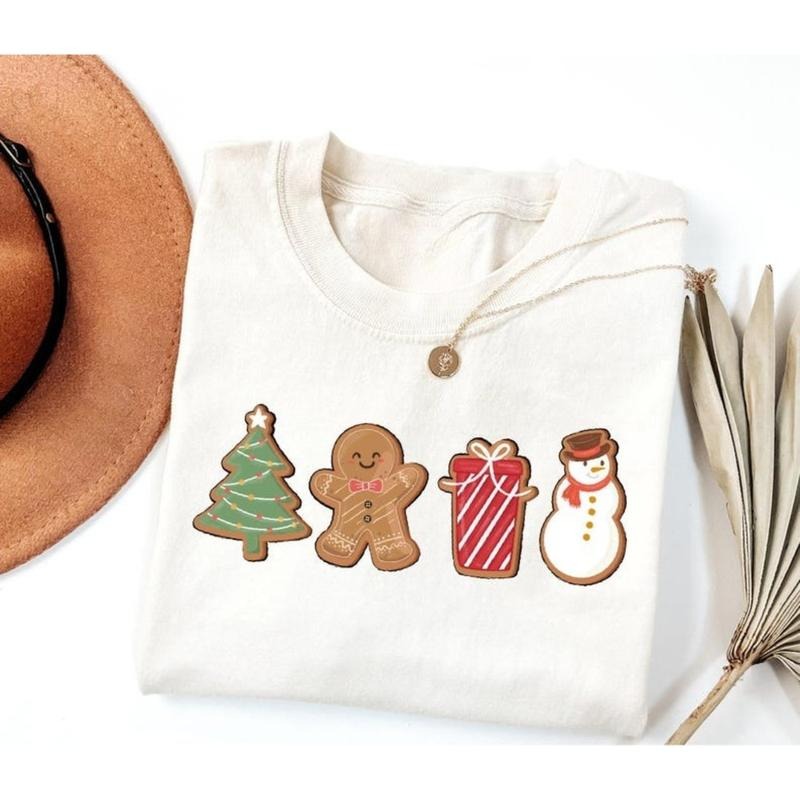 Cute Gingerbread Christmas Cookies Shirt : Womens Holiday Gift, Cookies Lover Gift, Xmas Graphic Tee Hoodie, Sweatshirt
