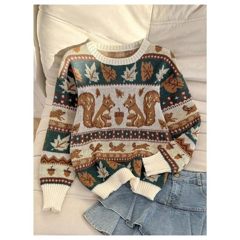 Cute Long Sleeve Sweater Knitted Crew Neck Drop Shoulder Pullover Top T-Shirts, Hoodie, Sweatshirt | PodTeesHub.com