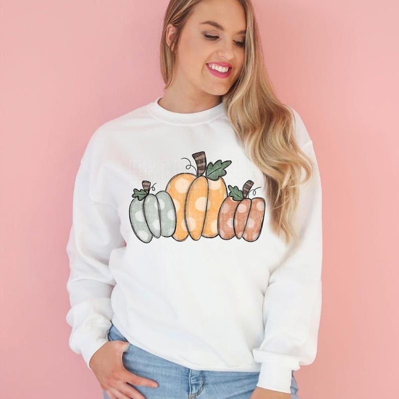 Cute Pumpkin Thanksgiving Sweatshirt | Cozy Fall Crewneck for Women | Autumn Aesthetic Pullover | Pumpkin Spice &...