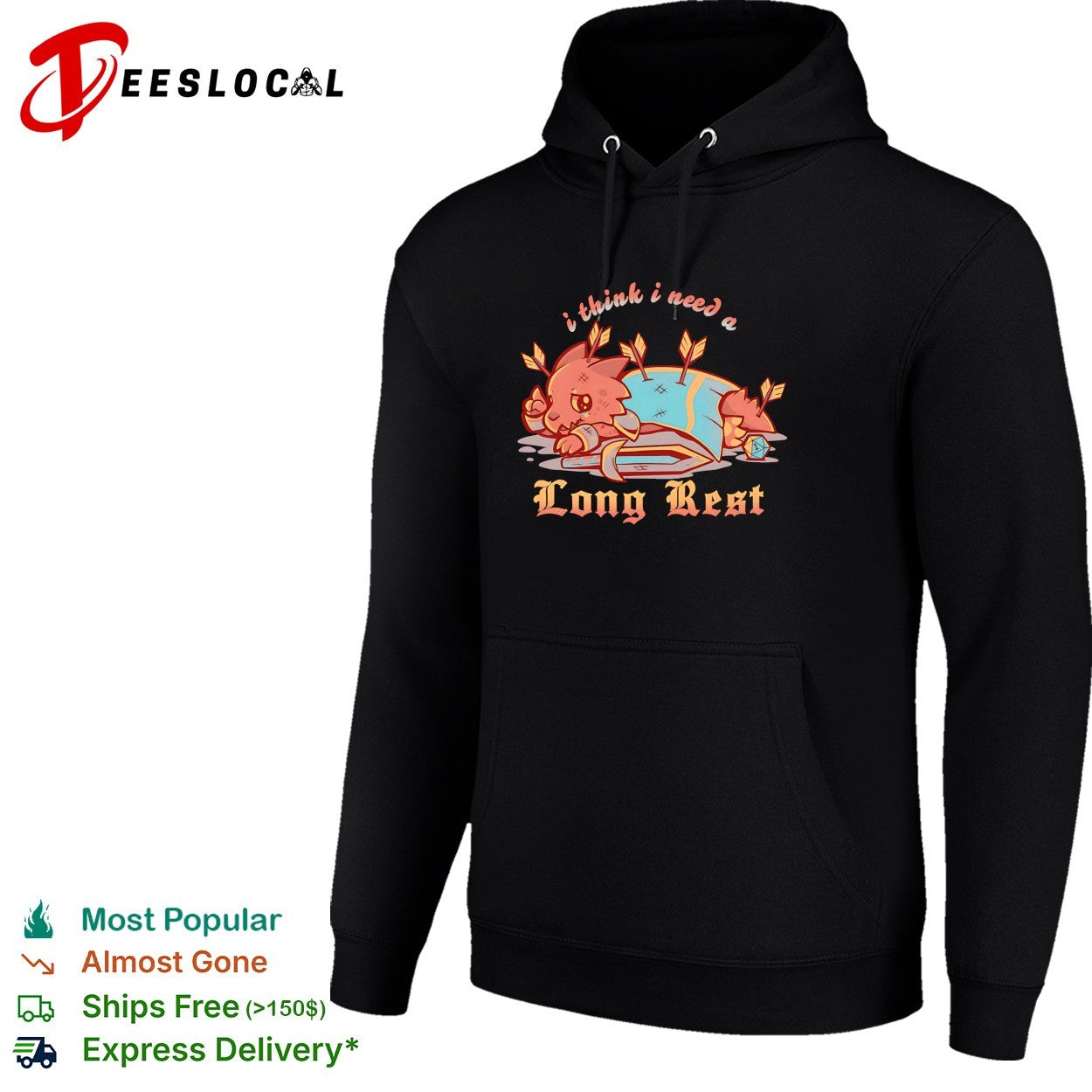 Cute warrior cat lying with arrows long rest DnD shirt