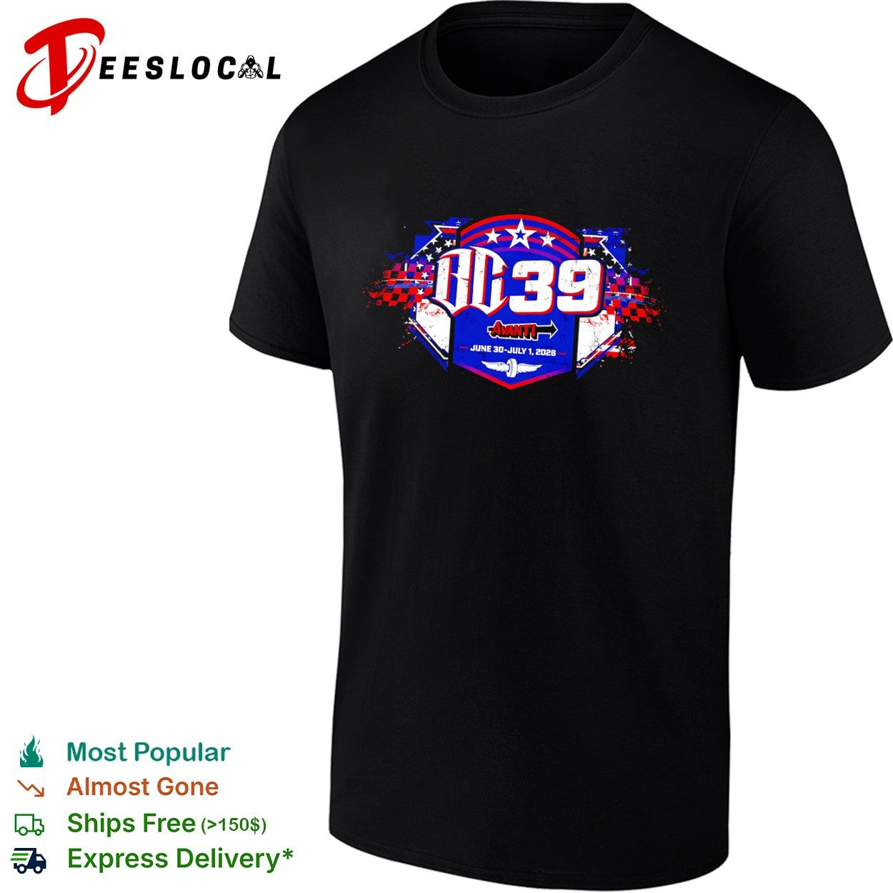 DC 39 Avanti June 30 July 1 2026 racing event logo shirt