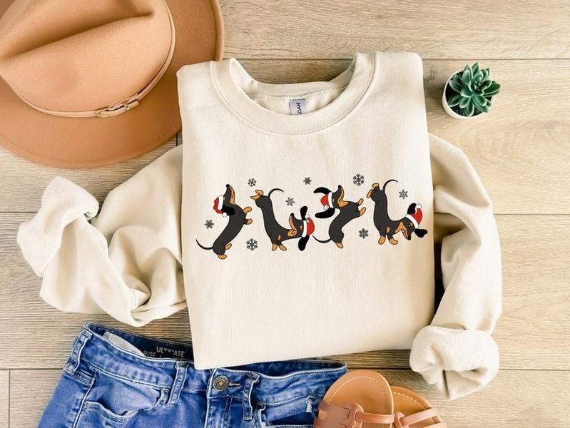 Dachshund Christmas Sweatshirt, Dachshund Christmas Sweatshirt , Dog Lover Gift, Dachshund New Year , Christmas Crewneck,...