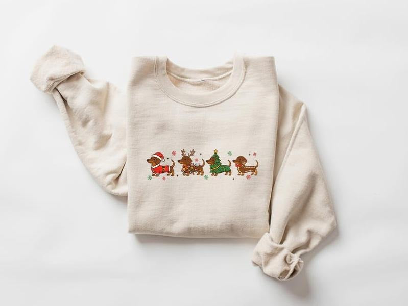 Dachshund Christmas Sweatshirt, Wiener Dog Holiday Sweatshirt , Dog Lover Gift ,Holiday Sweater, Cute Christmas Dog...