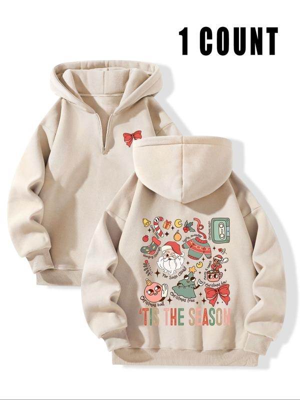 Daily Retro Christmas Hoodie - Half-Zip Hooded Sweatshirt "Christmas Season" Festive Print, Ideal for Casual Outings and...